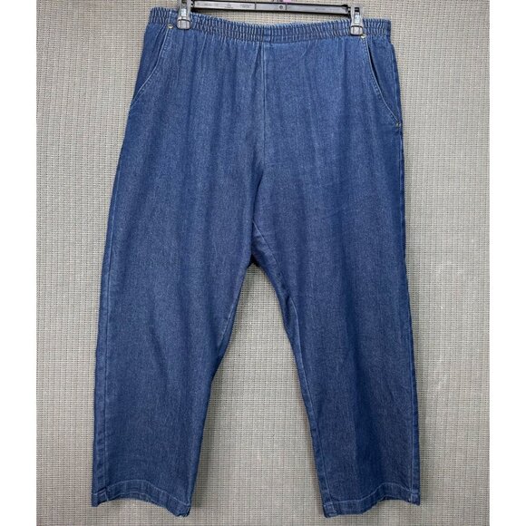 Hasting & Smith Womens Size XL Blue Elastic Waist Denim-Style Pants Relaxed Fit - Picture 1 of 9